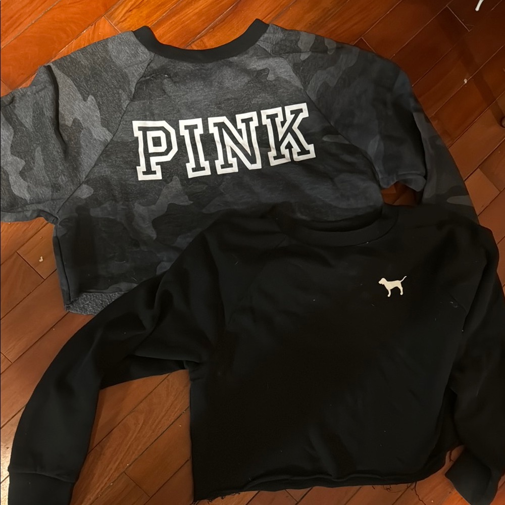 2 PINK Camouflage and Black Sweatshirts